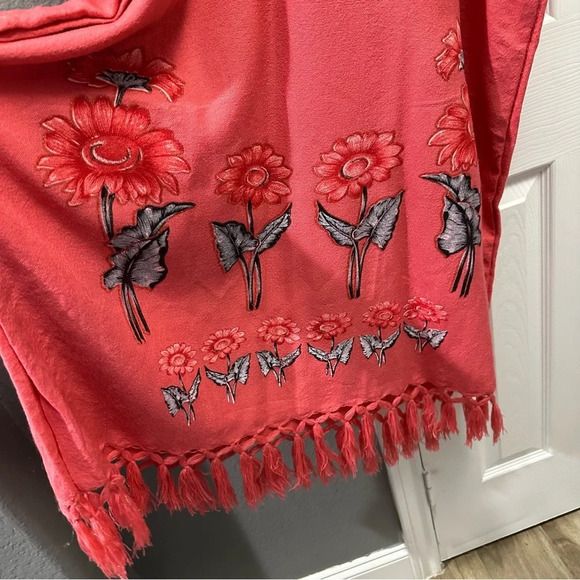 Coral Boho Handmade Kaftan One Size Maxi Dress - Picture 5 of 5